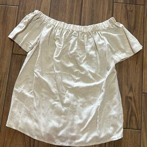 Primark size 6 cream linen style off the shoulder romantic top new with out tags